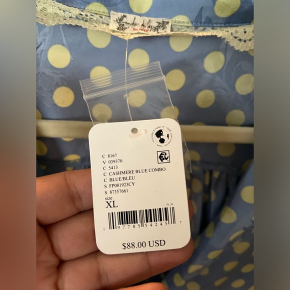 NWT FREE PEOPLE INTIMATELY Beauty Sleep PJ Set In Cashmere Blue Combo MSRP $88 - Picture 9 of 9